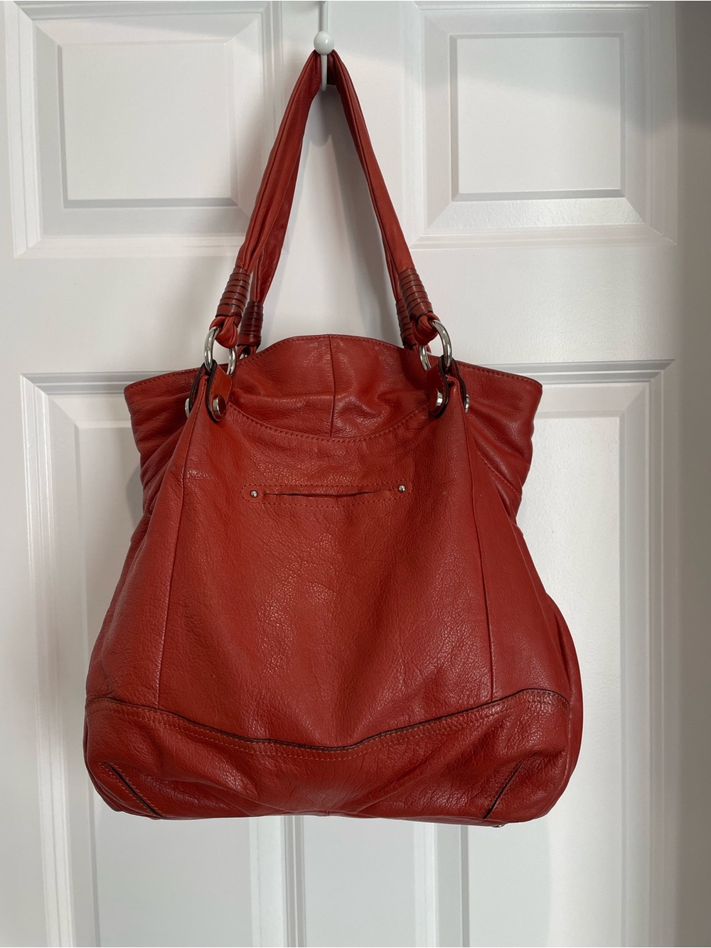 b. makowsky Red Leather Shoulder Tote